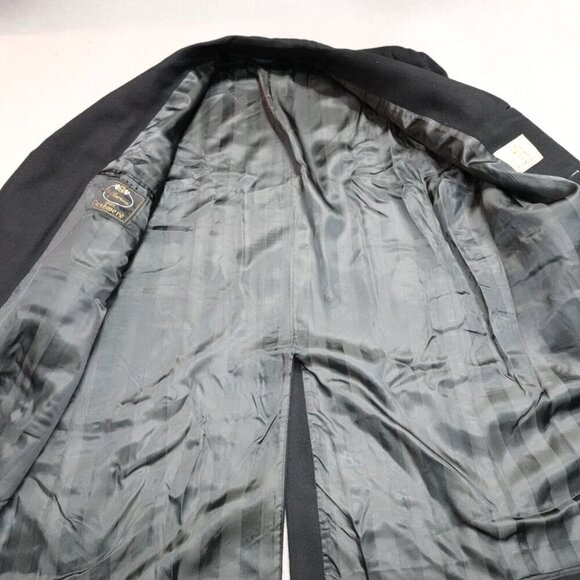 Vintage Le Chevron Coat 2XL Black Solid Cashmere Topcoat - Picture 4 of 14